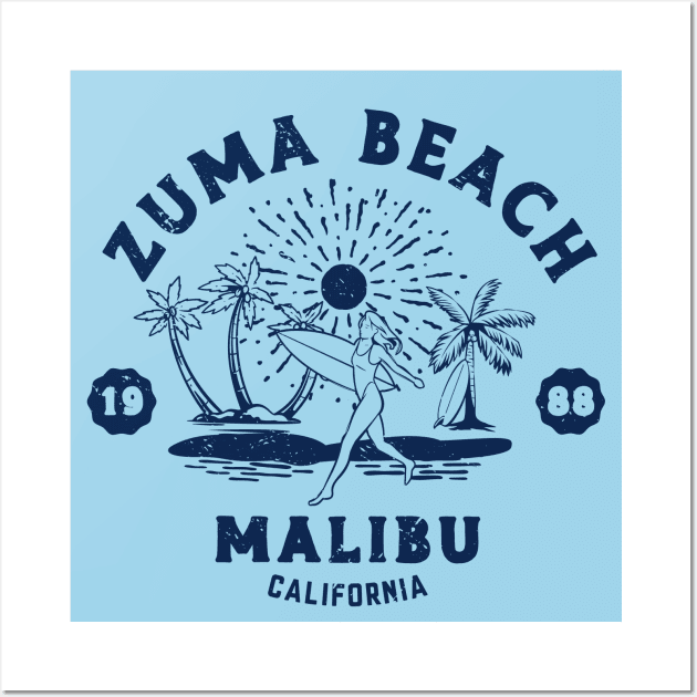 Vintage Zuma Beach Surfing // Retro California Beach Malibu 1988 Wall Art by Now Boarding